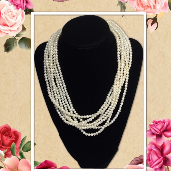 7 Strand Twisted Pearl Necklace 14 KT gold Clasp - Picture 1 of 8